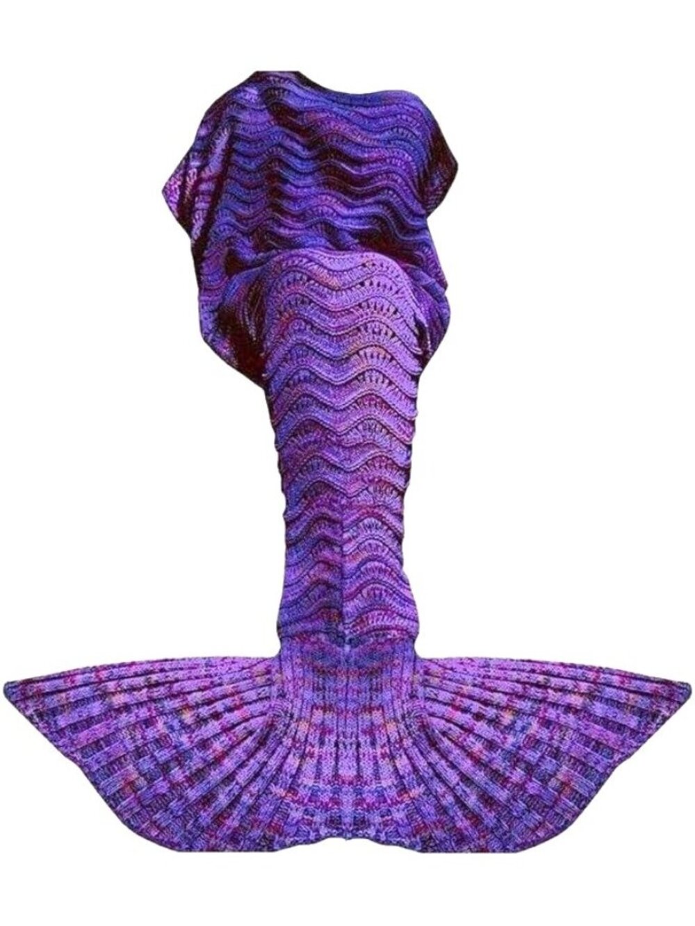 Knitted Mermaid Blanket Purple Glitter Vibrant Knit Cozy Lounging Relaxing Fall